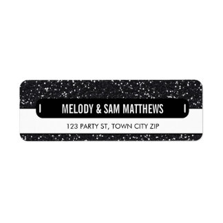 RETURN ADDRESS modern panel sparkly glitter black
