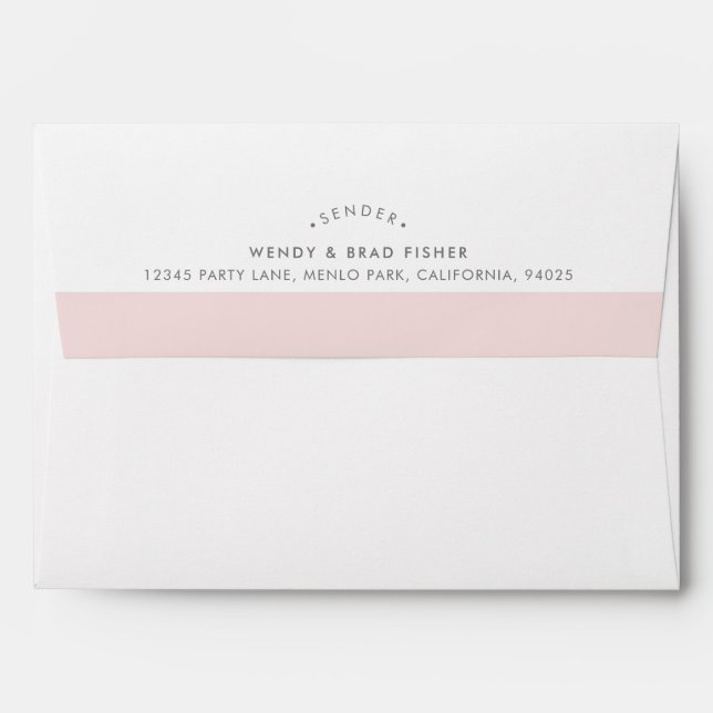 RETURN ADDRESS modern plain pale blush pink band Envelope (Back (Top Flap))