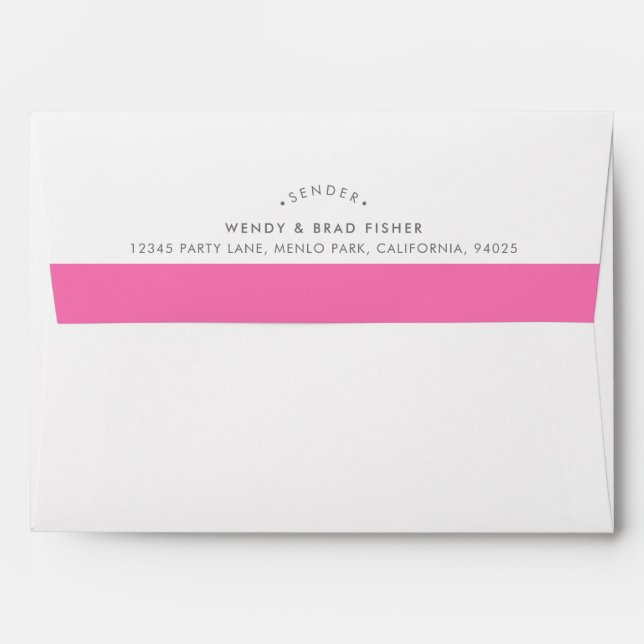 RETURN ADDRESS modern plain pretty candy pink band Envelope (Back (Top Flap))