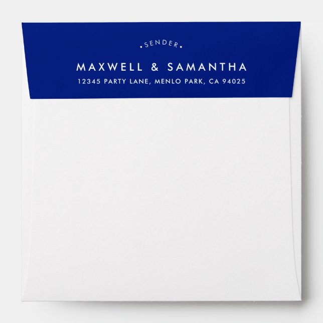 RETURN ADDRESS modern plain simple bold dark blue Envelope (Back (Top Flap))