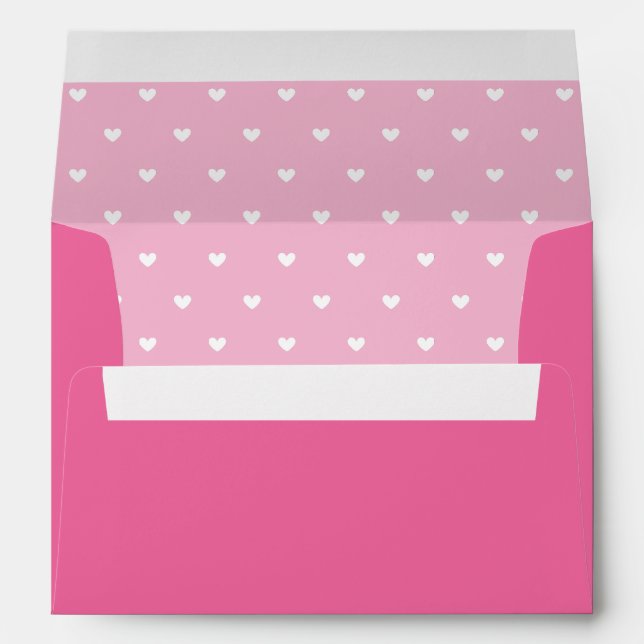 RETURN ADDRESS modern pretty pink white hearts Envelope (Back (Bottom))