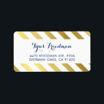 RETURN ADDRESS modern stylish gold foil stripe Label<br><div class="desc">by kat massard >>> www.simplysweetPAPERIE.com <<< Love the design, but would like to see some changes - another colour scheme, product, add a photo or adapted for a different occasion - no worries simply contact me, kat@simplysweetPAPERIE.com - I am happy to help! - - - - - - - -...</div>