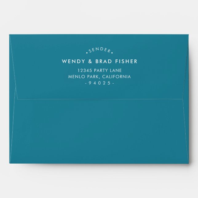 RETURN ADDRESS modern teal blue gold stripe Envelope (Back (Top Flap))