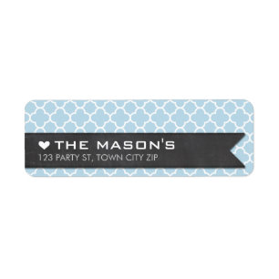 RETURN ADDRESS morrocan tile baby blue chalkboard