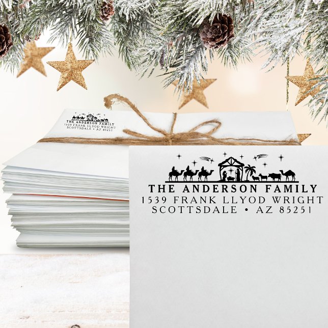 Return Address Nativity Christmas Card Customized Self-inking Stamp (Creator Uploaded)