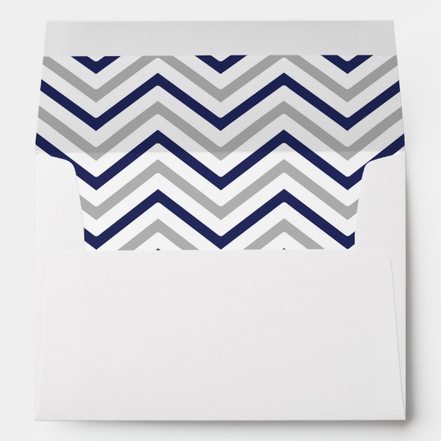 Return Address Navy Blue Grey Grey Chevron Envelope (Back (Bottom))