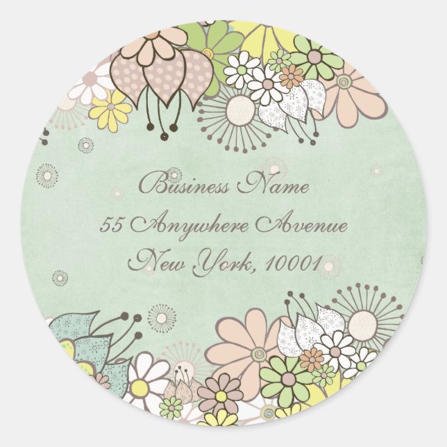 Return Address Neutral Blooms White Label Sticker (Front)