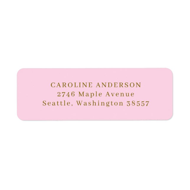 Return Address Pink and Gold Personalized Elegant (Front)