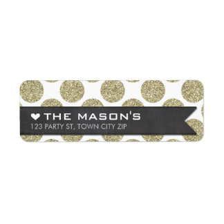 RETURN ADDRESS polka dot gold glitter chalkboard