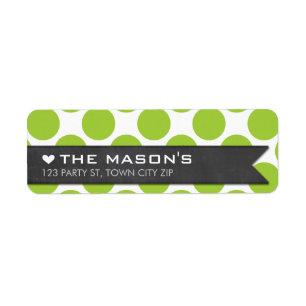 RETURN ADDRESS polka dot lime chalkboard flag