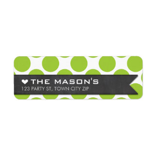 RETURN ADDRESS polka dot lime chalkboard flag