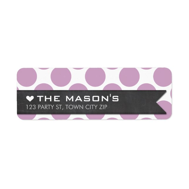 RETURN ADDRESS polka dot purple chalkboard flag (Front)