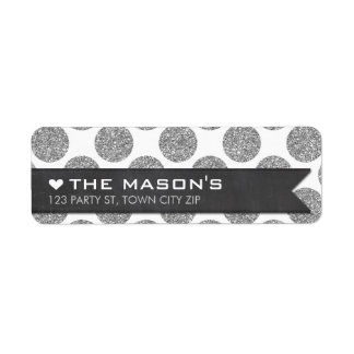 RETURN ADDRESS polka dot silver glitter chalkboard