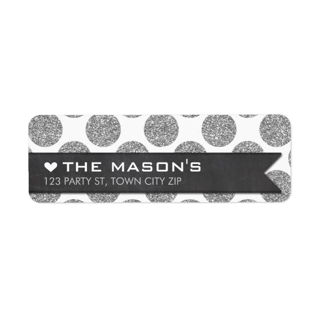 RETURN ADDRESS polka dot silver glitter chalkboard (Front)
