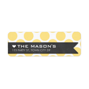 RETURN ADDRESS polka dot yellow chalkboard flag