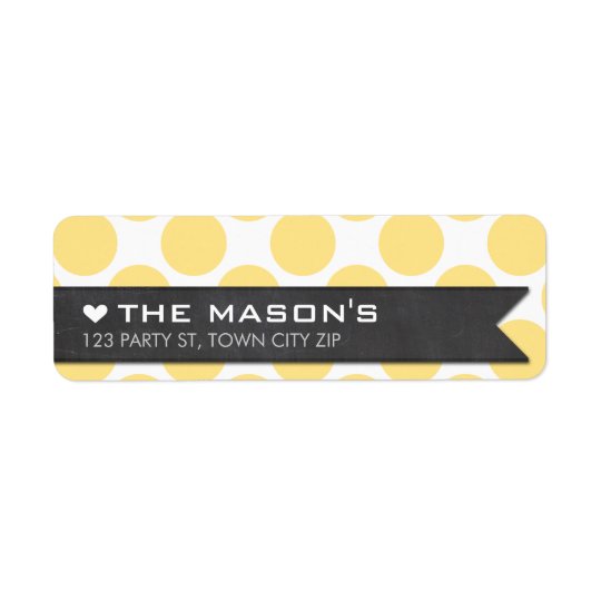 RETURN ADDRESS polka dot yellow chalkboard flag Return Address Label