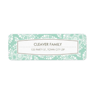 RETURN ADDRESS pretty vintage floral mint green