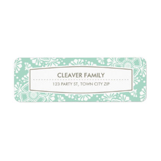 RETURN ADDRESS pretty vintage floral mint green