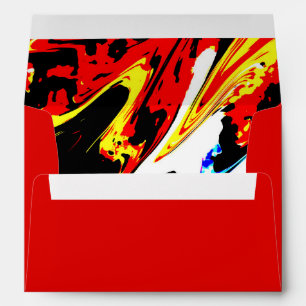 Return Address Red with Colourful Abstract Envelopes