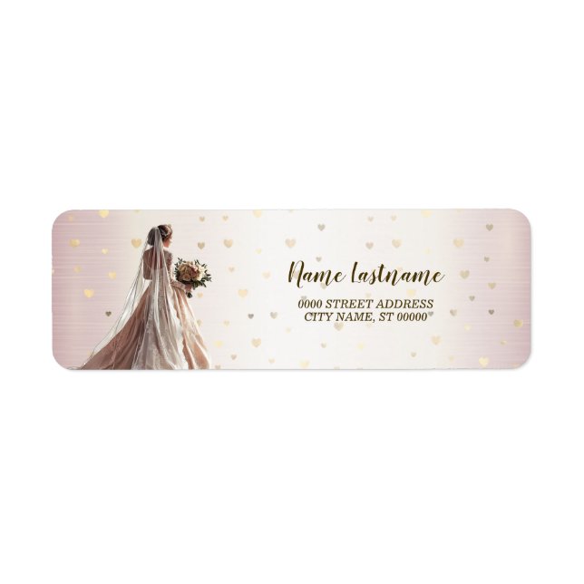 Return Address Rose Winter Wedding Bride Golden (Front)