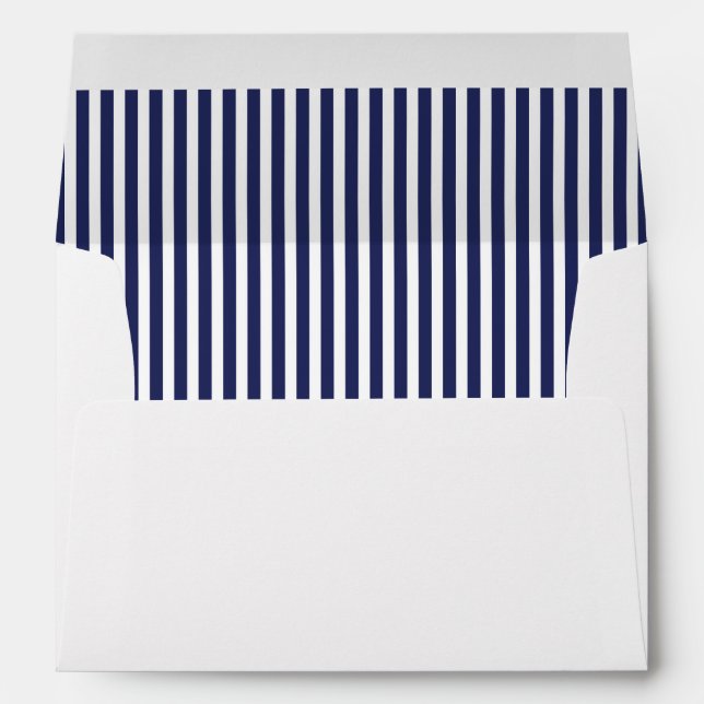 Return Address Royal Navy Blue Stripes Envelope (Back (Bottom))