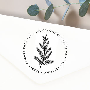 Return Address Rubber Stamp Modern Fir Branch
