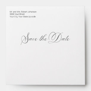 Return Address Save the Date Calligraphy Square Envelope
