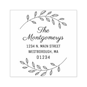 Return Address Script Botanical Create Your Own Rubber Stamp