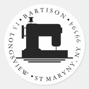 return address sewing Handmade company name Classi Classic Round Sticker