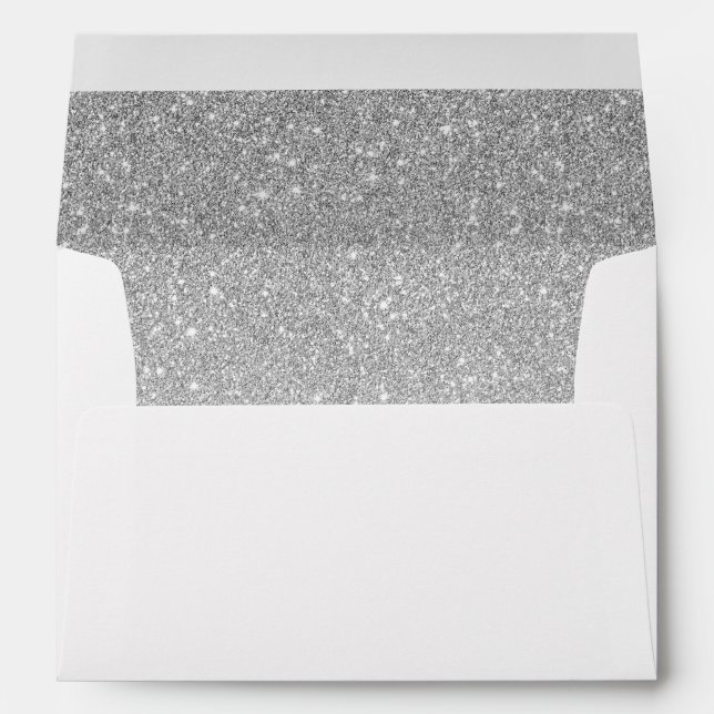 Return Address, Silver Glam Glitter Rectangle Envelope (Back (Bottom))
