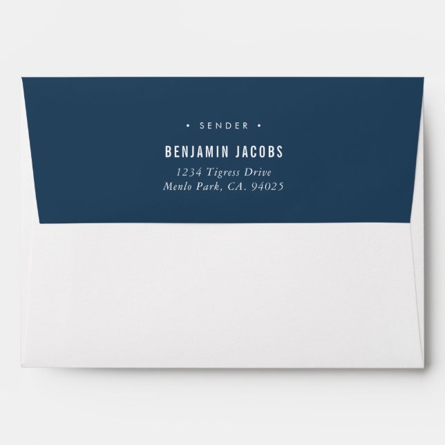 RETURN ADDRESS simple modern bold block navy blue Envelope (Back (Top Flap))