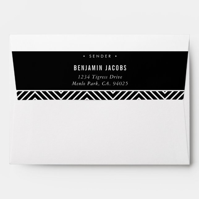 RETURN ADDRESS simple modern bold geometric black Envelope (Back (Top Flap))