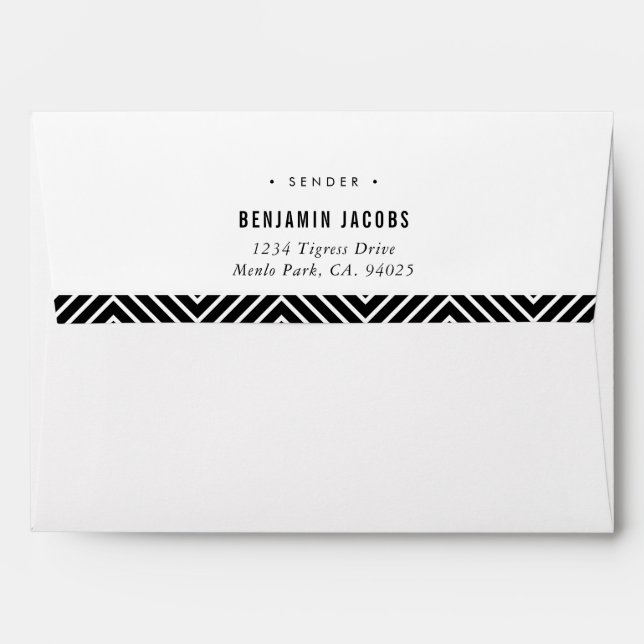 RETURN ADDRESS simple modern bold geometric black Envelope (Back (Top Flap))