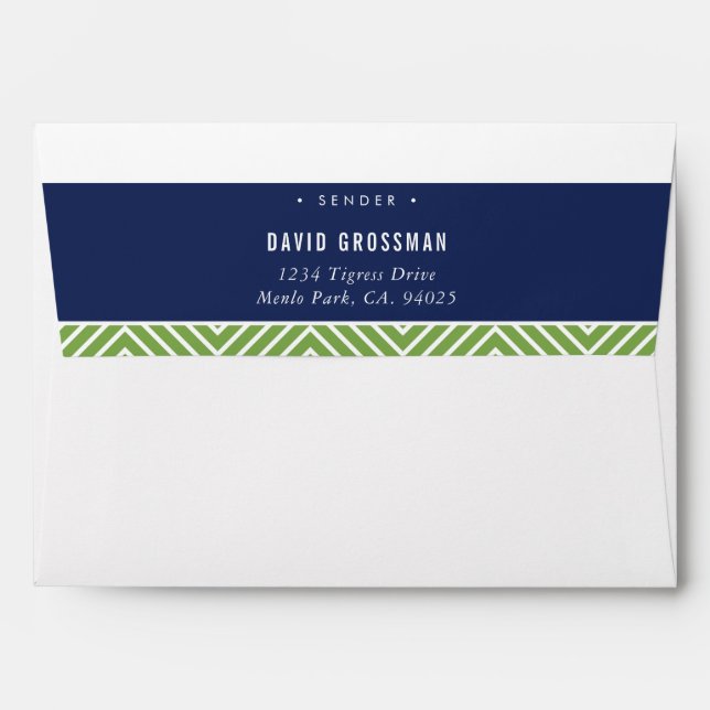RETURN ADDRESS simple modern geometric navy green Envelope (Back (Top Flap))