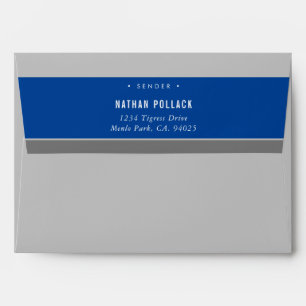 RETURN ADDRESS simple modern plain grey royal blue Envelope