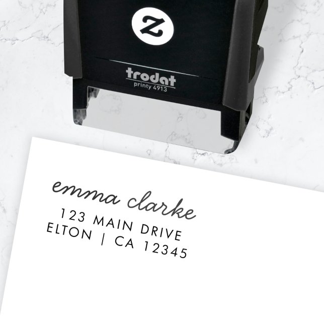 Return Address Stamp | Modern Minimal Script Name (Personalized self inking address stamp with elegant modern design for letters and stationery)