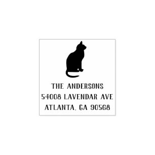 Return Address Stamp with Cat Sillouette