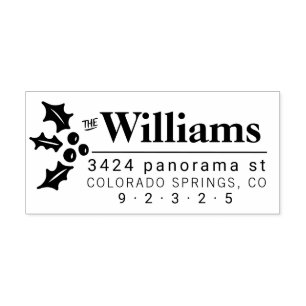 Return address stamp with Christmas greenery