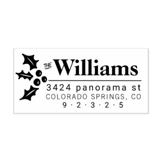 Return address stamp with Christmas greenery