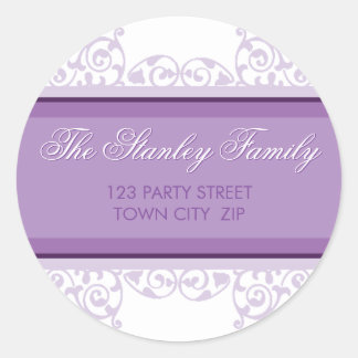 RETURN ADDRESS STICKER SEAL pretty curls purple