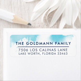 RETURN ADDRESS stylish aqua blue watercolor