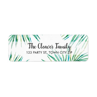 RETURN ADDRESS tropical watercolor palm leaf