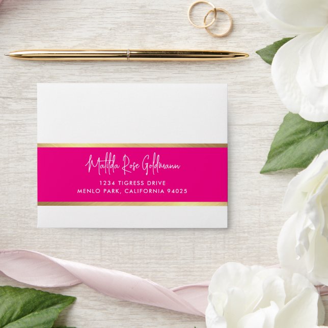 RETURN ADDRESS ultra trendy modern pink gold Envelope (Wedding)