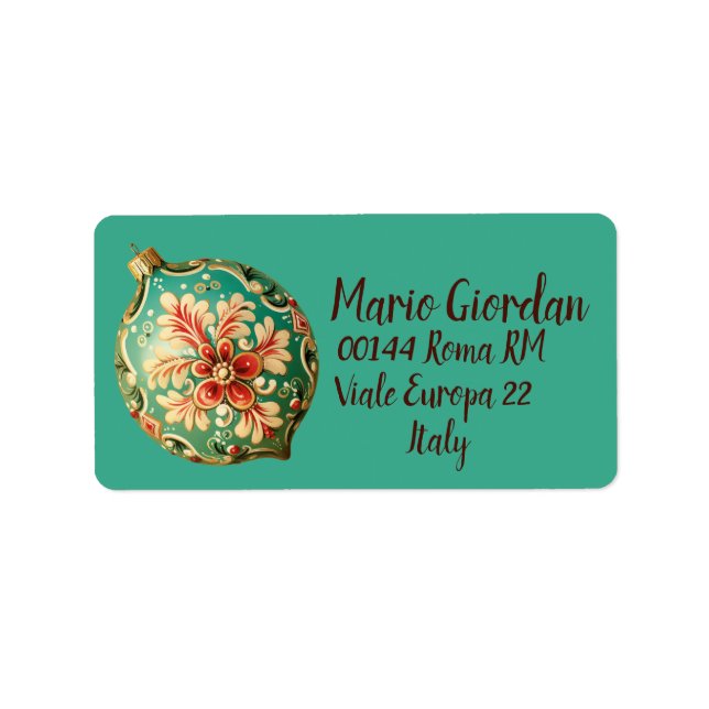 Return Address Victorian Ornament  Label (Front)