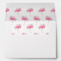 Return Address Watercolor Pink Flamingo