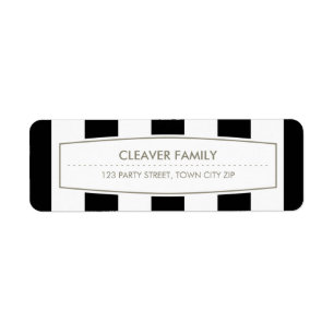 RETURN ADDRESS wide stripe pattern black white