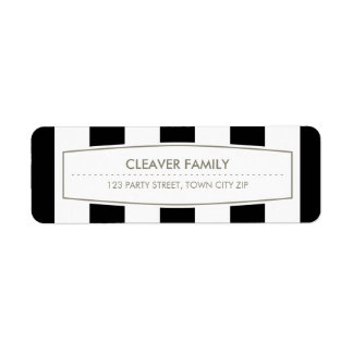 RETURN ADDRESS wide stripe pattern black white