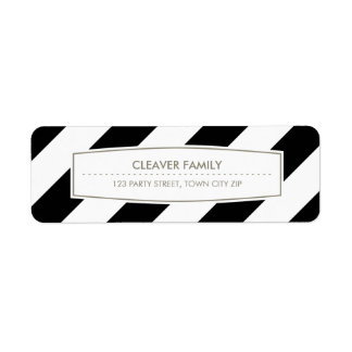 RETURN ADDRESS wide stripe pattern black white