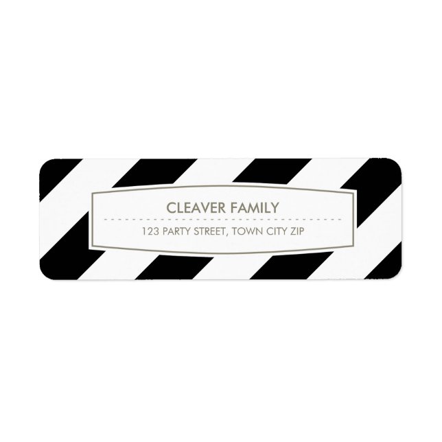 RETURN ADDRESS wide stripe pattern black white (Front)