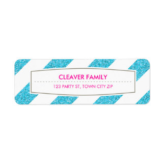 RETURN ADDRESS wide stripe pattern glitter blue
